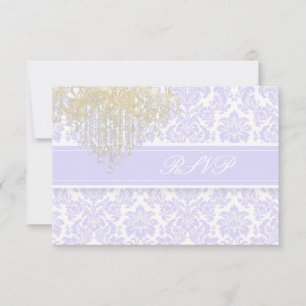 PixDezines rsvp moiré damask+Chandelier/purple Card