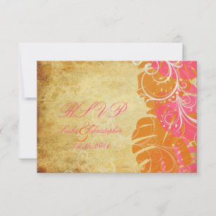 PixDezines rsvp Monstera Tropical Foliage+Swirls Card