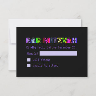 PixDezines RSVP Neon Sign Bar Mitzvah Card