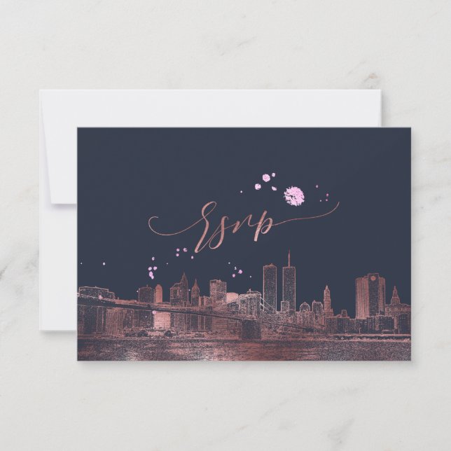 PixDezines RSVP NYC Skyline/Faux Rose Gold (Front)