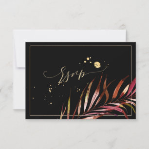 PixDezines RSVP, Palm Fronds   Faux Gold RSVP Card