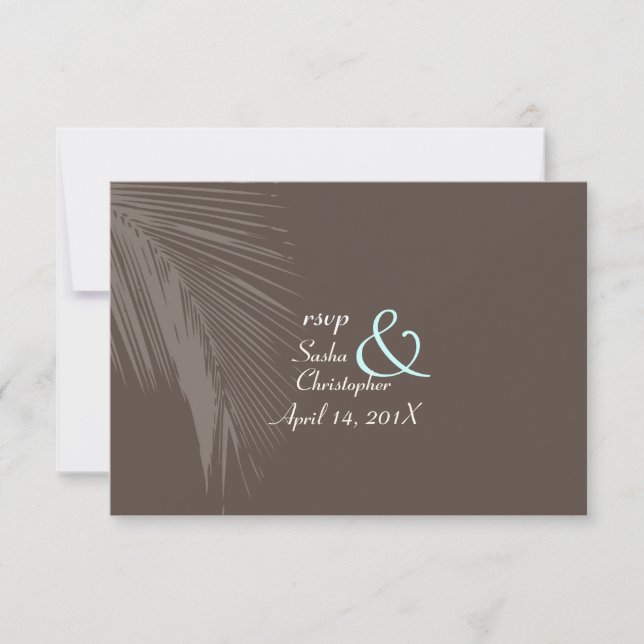 PixDezines rsvp Palm fronds silhouette/cocoa+blue Card (Front)