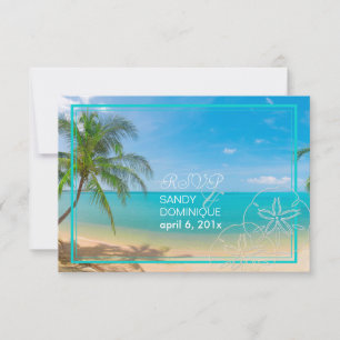 PixDezines rsvp paradise/Tropical+beach+palm trees Card