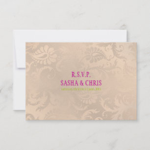 PixDezines rsvp pavo damask/pink champagne Card