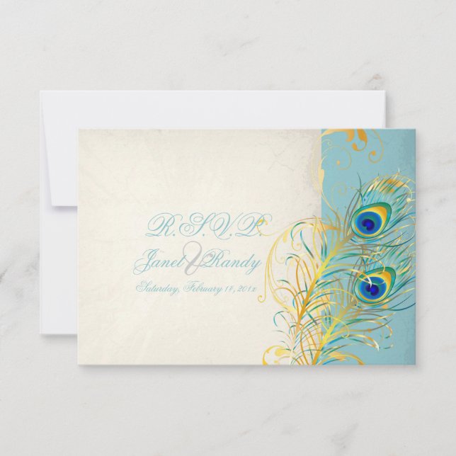 PixDezines rsvp Peacock Pzazz/DIY text Card (Front)