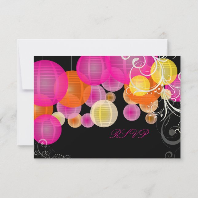 PixDezines rsvp pink/orange/yellow lanterns Card (Front)