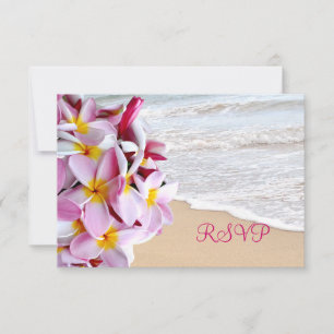 PixDezines rsvp pink plumeria Lei /beach Card
