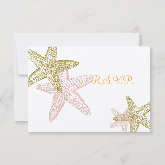 PixDezines rsvp Pink Starfish, beach wedding (Front)