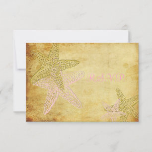 PixDezines rsvp Pink Starfish, beach wedding Card