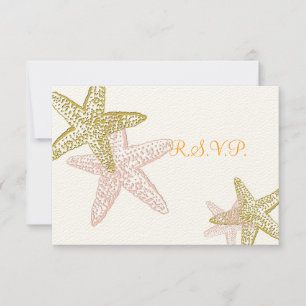 PixDezines rsvp Pink Starfish, beach wedding Card
