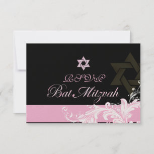 PixDezines rsvp pink swirls/Bat Mitzvah Invitation