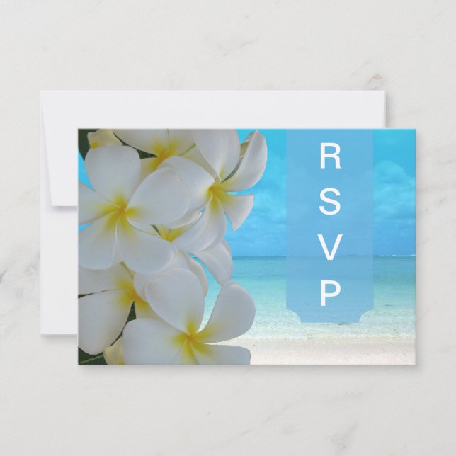 PixDezines rsvp Plumeria Lei /beach Card (Front)