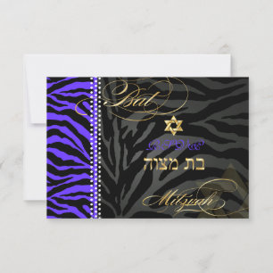 PixDezines rsvp Purple Zebra Stripes, Bat Mitzvah