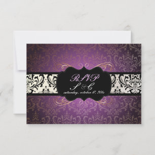 PixDezines rsvp Rossi Damask, Champagne+Plum Card