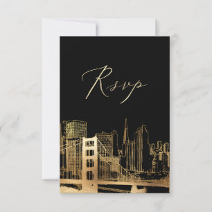 PixDezines RSVP San Francisco Skyline/Faux Gold Card