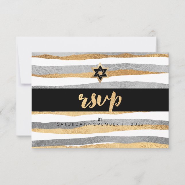 PixDezines rsvp silver/gold/stripes bar mitzvah (Front)