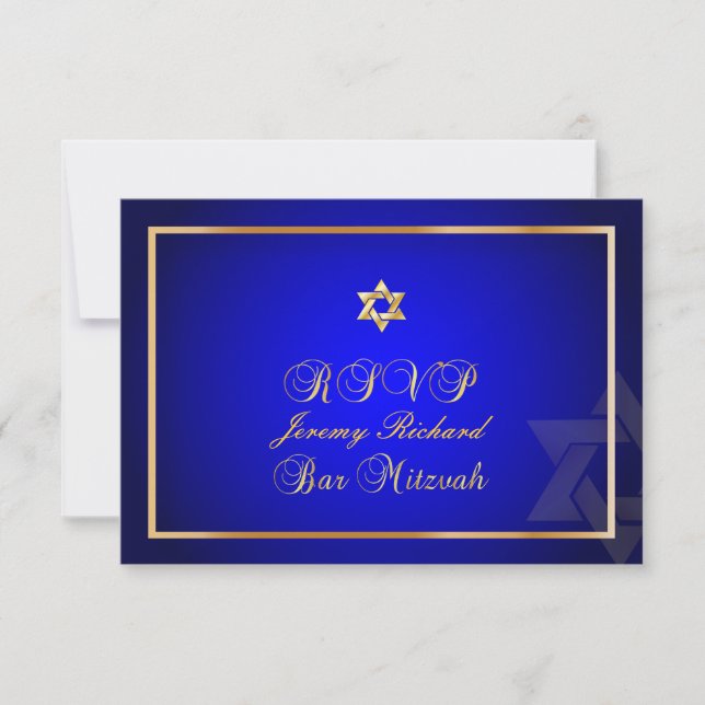 PixDezines rsvp Star, Bar Mitzvah/royal blue+gold (Front)