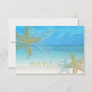 PixDezines rsvp Starfish/Beach Weddings Card