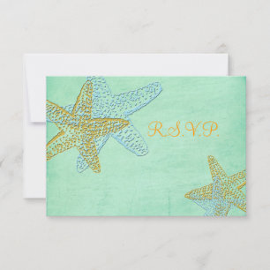 PixDezines rsvp, starfish, mint green RSVP Card