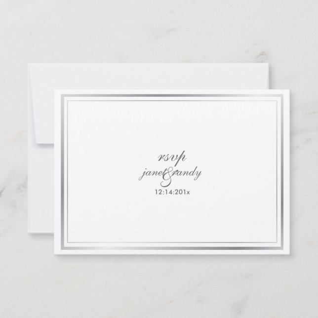 PixDezines rsvp template/gold+faux silver Card (Front)
