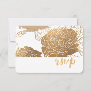 PixDezines RSVP Toile Roses/Faux Gold Card