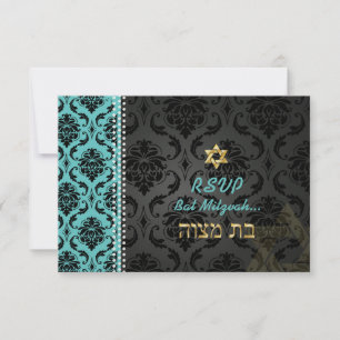PixDezines rsvp Vendome Damask/DIY colour/Mitzvah Card