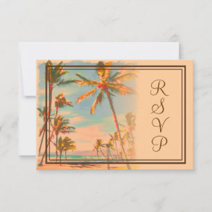 PixDezines rsvp Vintage Beach Scence/Aloha/Luau Card