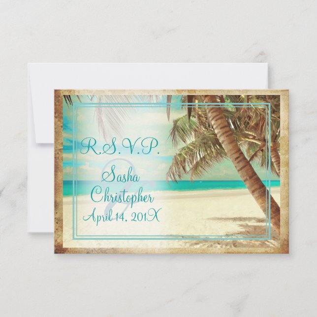 PixDezines rsvp vintage beach, tropical paradise Card (Front)