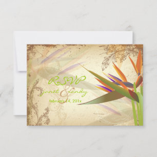 PixDezines RSVP VINTAGE BIRD OF PARADISE Card
