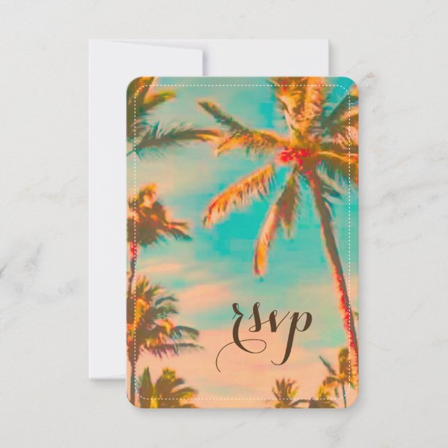 PixDezines rsvp vintage hawaiian beach/cobalt Card (Front)
