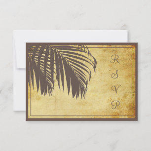 PixDezines rsvp Vintage Palm fronds/beach/brown Card