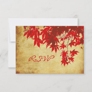 PixDezines rsvp Vintage Red Maple Leaves/fall Card
