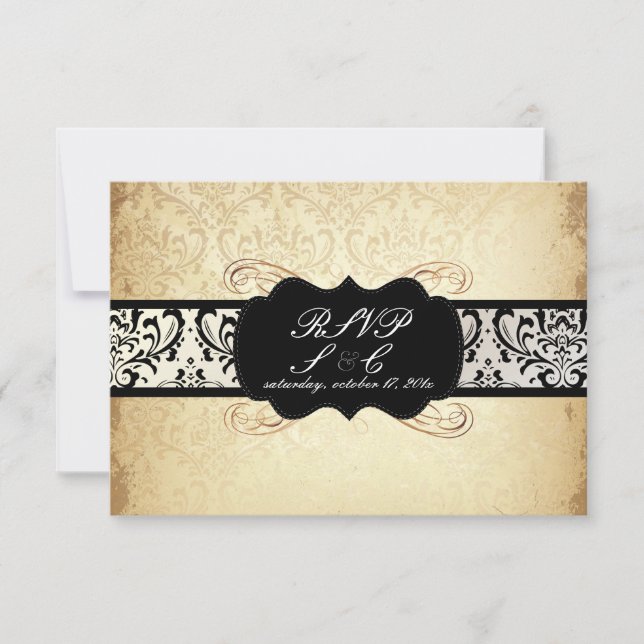 PixDezines rsvp Vintage Rossi Damask, Champagne (Front)