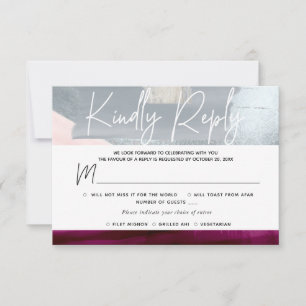 PixDezines RSVP w Meal, Modern Art, Burgundy Grey Card