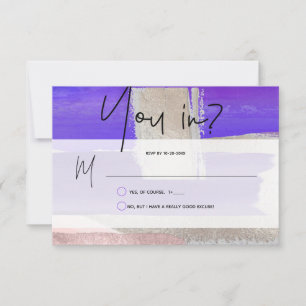 PixDezines RSVP w Meal, Modern Art, Purple Silver Card