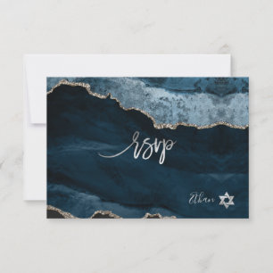 PixDezines RSVP Watercolor Agate Bar Mitzvah ✡ Card