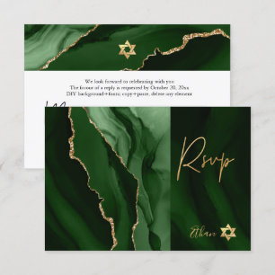 PixDezines RSVP Watercolor Agate Bar Mitzvah ✡ Card