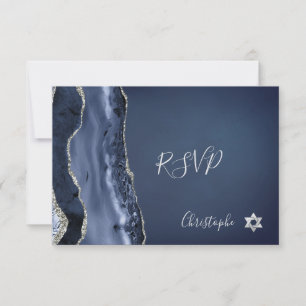 PixDezines RSVP Watercolor Agate Bar Mitzvah ✡ Card