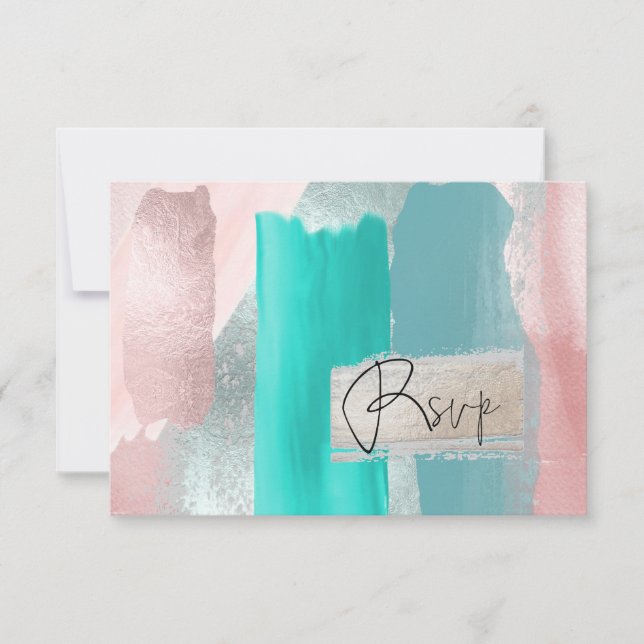 PixDezines RSVP Watercolor Colour Block Blue+Blush (Front)