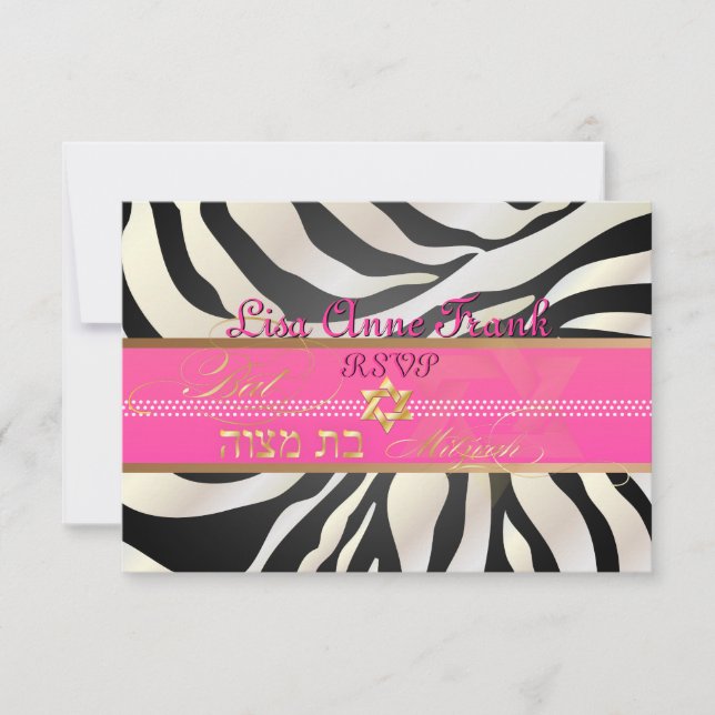PixDezines rsvp Zebra, Bat Mitzvah/DIY colour-blac (Front)