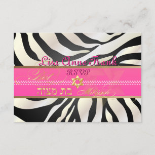 PixDezines rsvp Zebra, Bat Mitzvah/DIY colour-blac Card