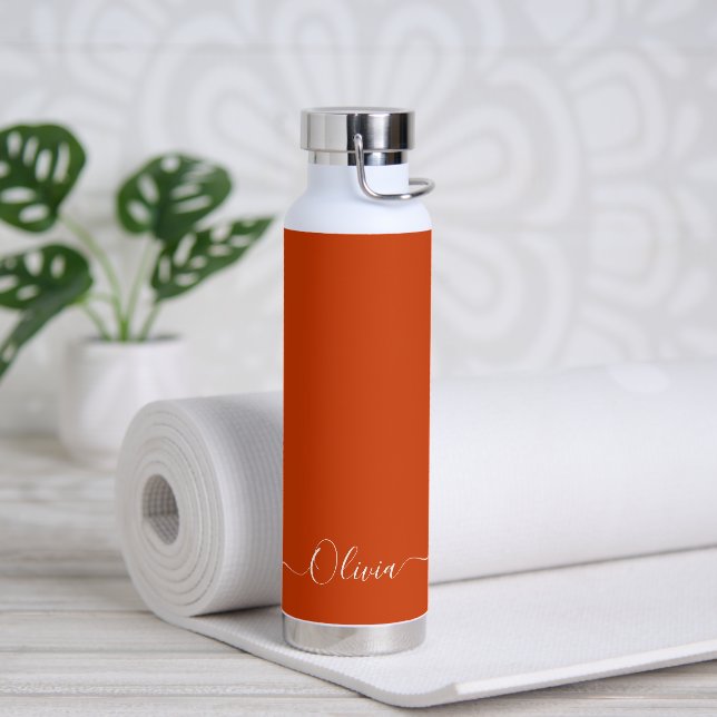 PixDezines Rust Orange DIY Colour Water Bottle (Yoga)