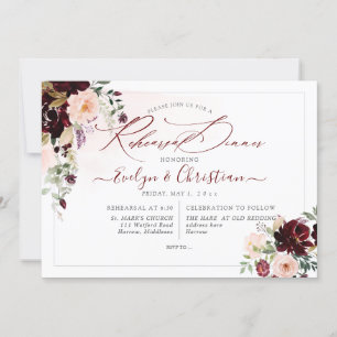 PixDezines Rustic Blush Burgundy H2 Flowers Invitation