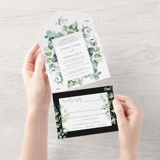 PixDezines Rustic Eucalyptus DIY Background All In All In One Invitation (Tearaway)