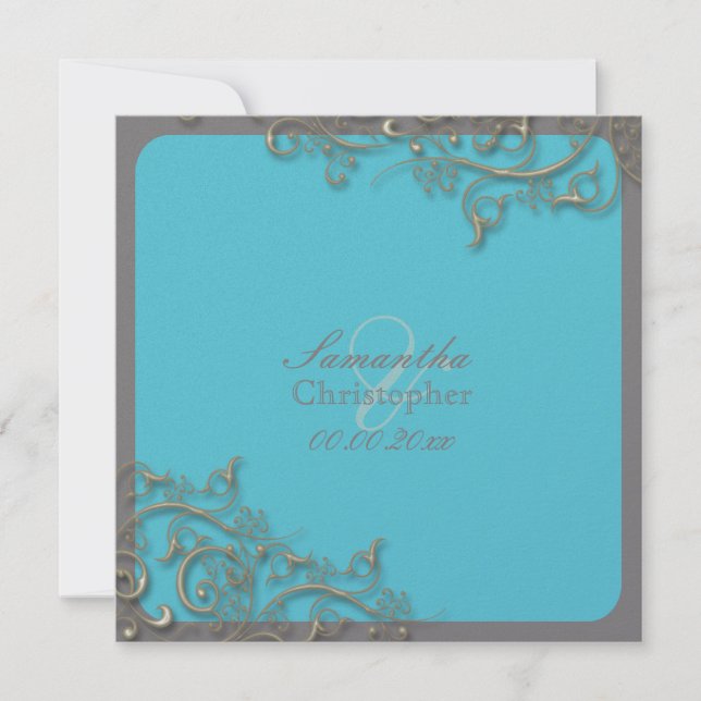 PixDezines rustic swirls/faux silver Invitation (Front)