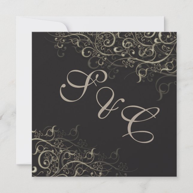 PixDezines rustic swirls/faux silver Invitation (Front)