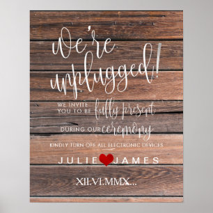 PixDezines Rustic Wood Panels #UNPLUGGED CEREMONY Poster