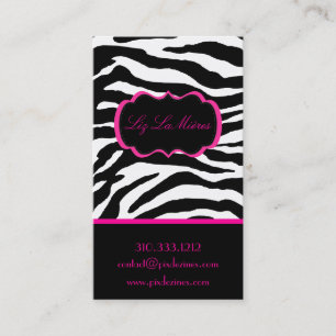 PixDezines Sassy zebra print/hot pink+black Business Card