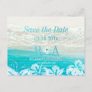 PixDezines save date beach+waves Announcement Postcard