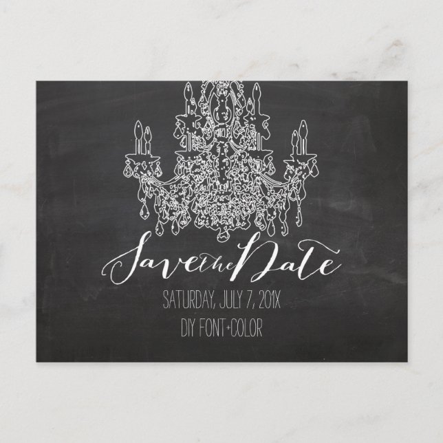 PixDezines/Save Date/chalkboard/Chandelier Announcement Postcard (Front)